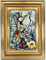 Signed Abstract Still Life Oil Painting