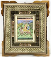 Persian Painting in Khatam Inlaid Frame