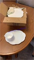 Set of 4 milk glass snack sets