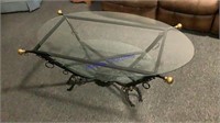 Glass top horse hames and shoe coffee table