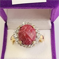 $200 Silver Ruby And Cz  Ring