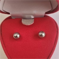 Silver Ball And Pearl  Earrings