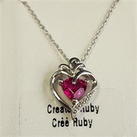 $80 Silver Created Ruby 18" Necklace