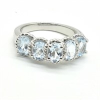 $300 Silver Blue Topaz(4.45ct) Ring
