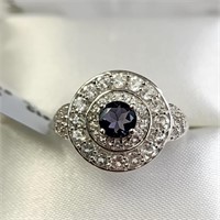 $200 Silver Lolite And Cz (1.9ct) Ring