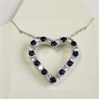 $80 Silver Created Sapphire 18"  Necklace