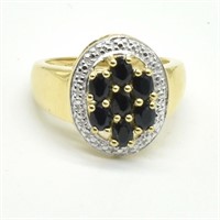 $240 Gold plated Sil Blue Sapphire White Topaz(1.9
