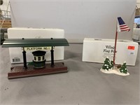 Train Station and Village Flag Pole Collectibles