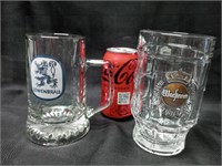Two Glass Beer Mugs