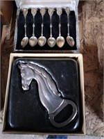 horse bottle opener & collector spoon set