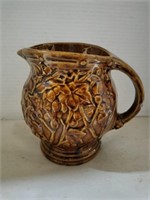 Pottery glazed pitcher 6  1/2