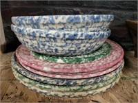 Roseville crock stoneware plates and bowls