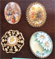 B - LOT OF 4 VINTAGE BROOCHES (S206)