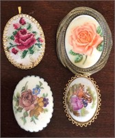 B - LOT OF 3 VINTAGE BROOCHES & PENDANT (S207)