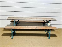 French Folding Table & 2 Benches