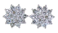 Stunning 1.00 ct Diamond Star Cluster Earrings