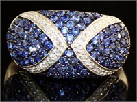 Brilliant 2.14 ct Pave' Sapphire & Diamond Ring