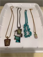 Traylot of 4 outstanding costume necklaces
