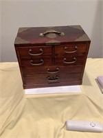 Early orientation jewelry box with brass accents