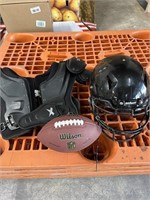Football shoulder pad, football, football helmet