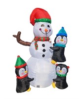 CHRISTMAS INFLATABLE SNOWMAN WITH PENGUINS & LIGHT