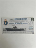 HMS Hermes Royal Navy signed FDC