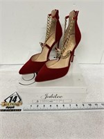 Size 8 Jubilee Red Heels With Gold Chains