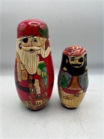 2 stacking pirate Santa wooden dolls (only 2)