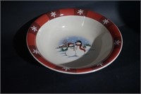 VTG Holiday Mr & Mrs Snowman Bowl