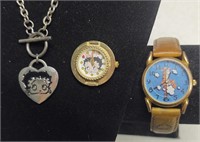 Cute Tiger Watch, Betty Boop Watchface & Necklace