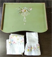 Beautiful Tray Table and Curtain Lot