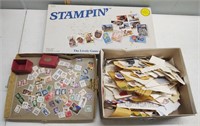 Shoe Box of Stamp Collection & a Stamp Game