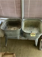 Double Galvanized wash tubs and stand