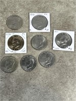 1970s Eisenhower silver dollars, set of 8 coins