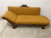 Antique Walnut Fainting Couch with Inlaid Wood