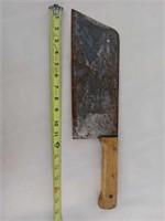 OLDER HANDMADE MEAT CLEAVER APPROX 18"