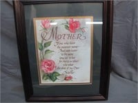 Framed Mother Poem With Pretty Roses