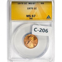 1975 Wheat Cent ANACS MS67 RB