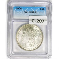 1900 Morgan Silver Dollar ICG MS63