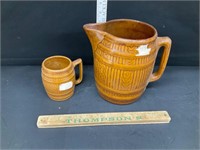 Pottery pitcher and cup