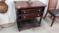 Modern cane- bottom wooden stand w/ drawers 30w