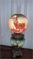 Electrified elk globe oil lamp Gone with the wind