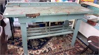 Antique wooden work bench w/ drawer59L x 24D