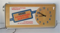 Advertising Walker Advantage Muffler clock.