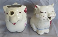 (2) Vintage Shawnie milk pitchers. Cat measures