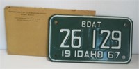 1967 Boat Idaho plate.