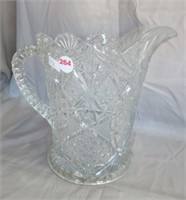 Cut crystal pitcher. Measures: 8" Tall
