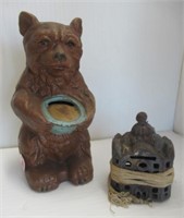 Cast iron bear bank measures 6 3/4" Tall and