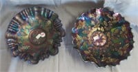(2) Carnival glass bowls. Smallest measures 8