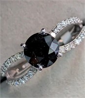 $3105 14K  Black Diamond(1.3ct) Diamond(0.3ct) Rin